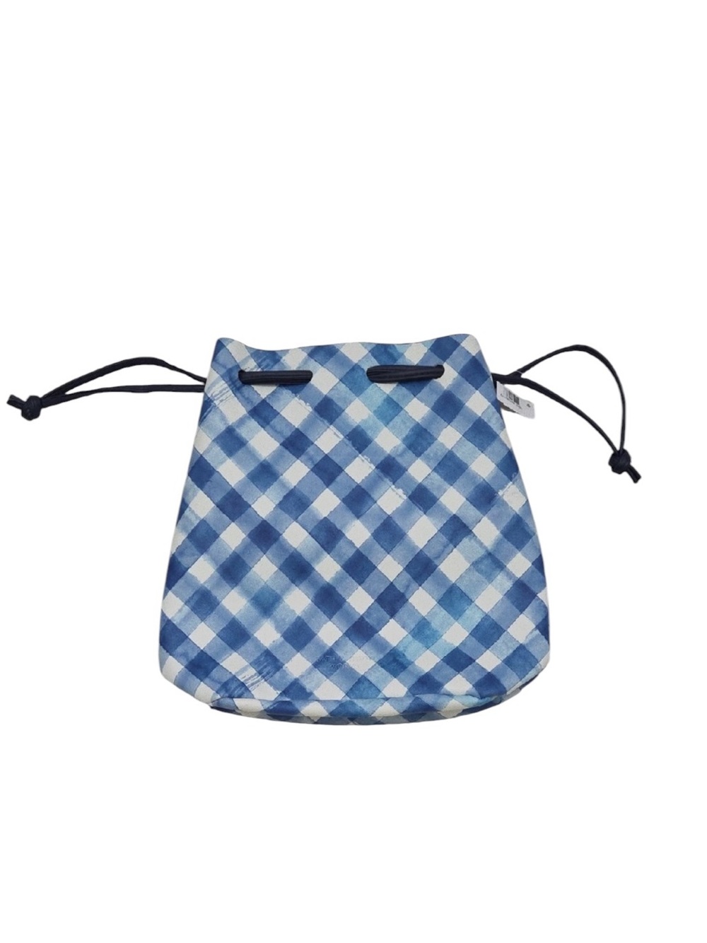 Bath and Body Works Blue‎ & White Gingham Plaid Drawstring Gift Bag